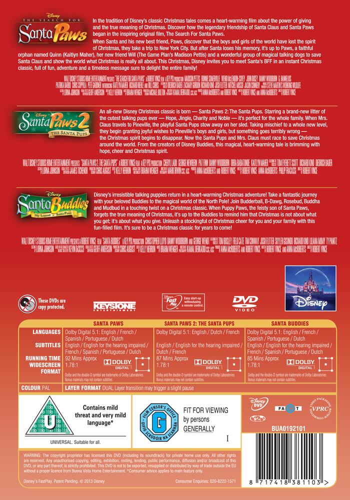 The Search For Santa Paws / Santa Paws - The Santa pups / Santa Buddies DVD