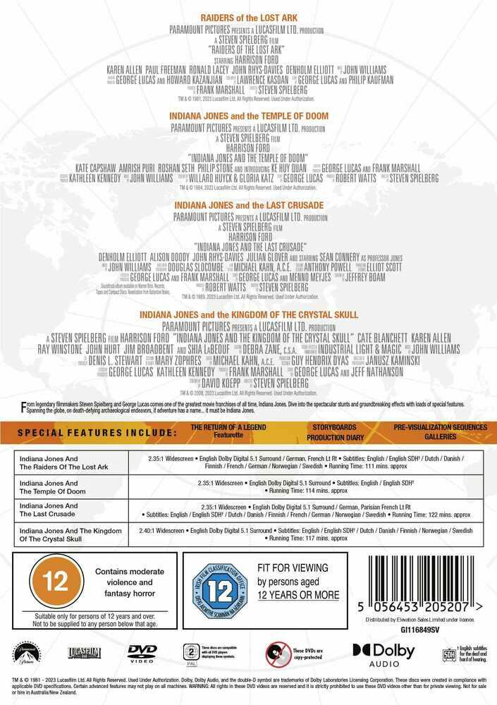 Indiana Jones Movie Collection (4 Films) DVD