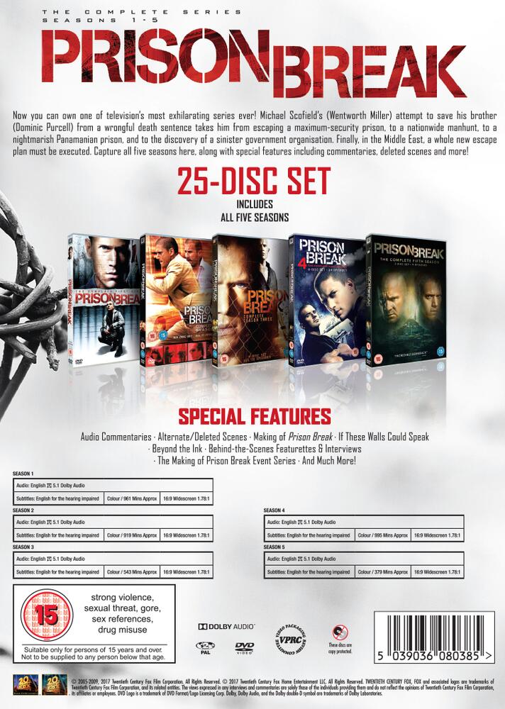 Prison Break Seasons 1 to 5 Complete Collection DVD
