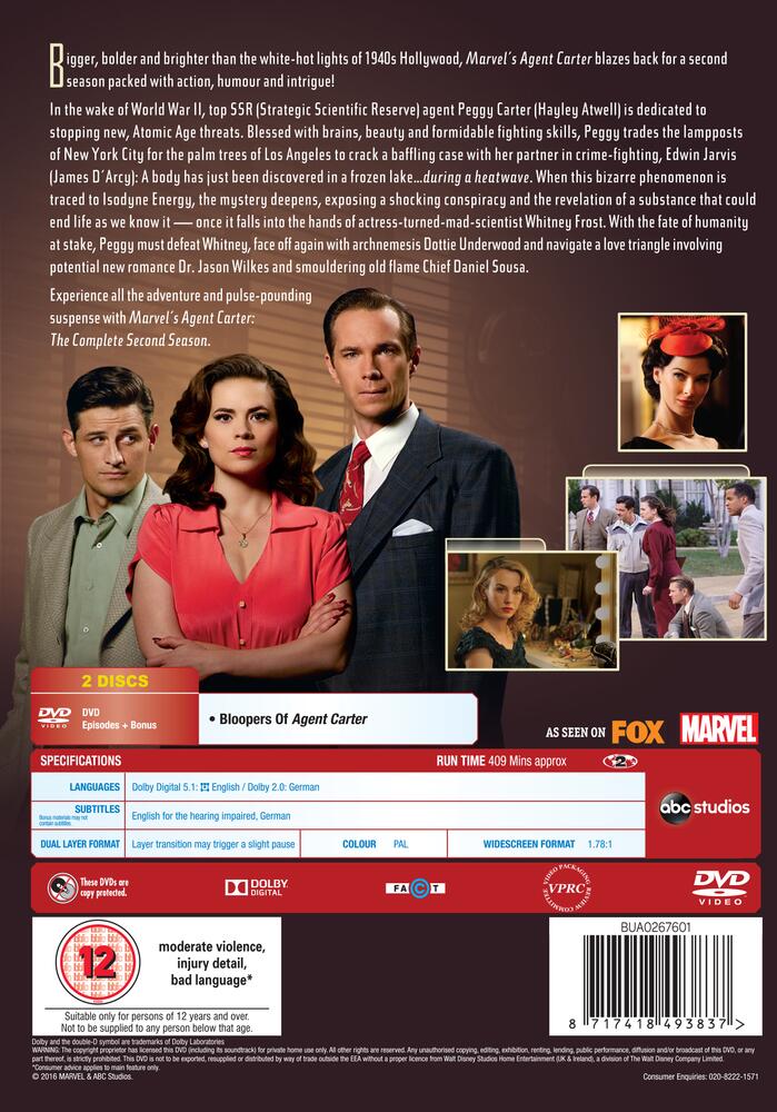 Marvels Agent Carter Season 2 DVD