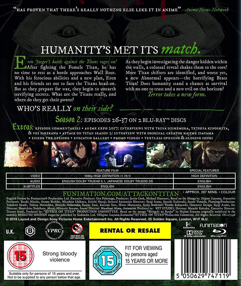 Attack On Titan Season 2 Blu-Ray