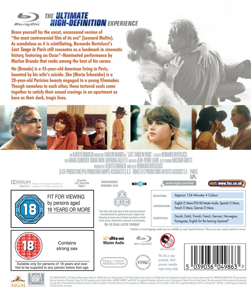 Last Tango In Paris - Uncut Version Blu-Ray