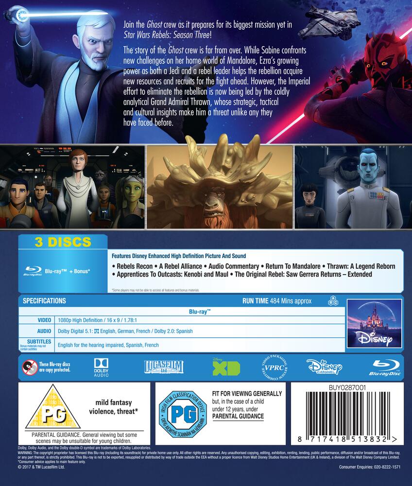 Star Wars Rebels Season 3 Blu-Ray