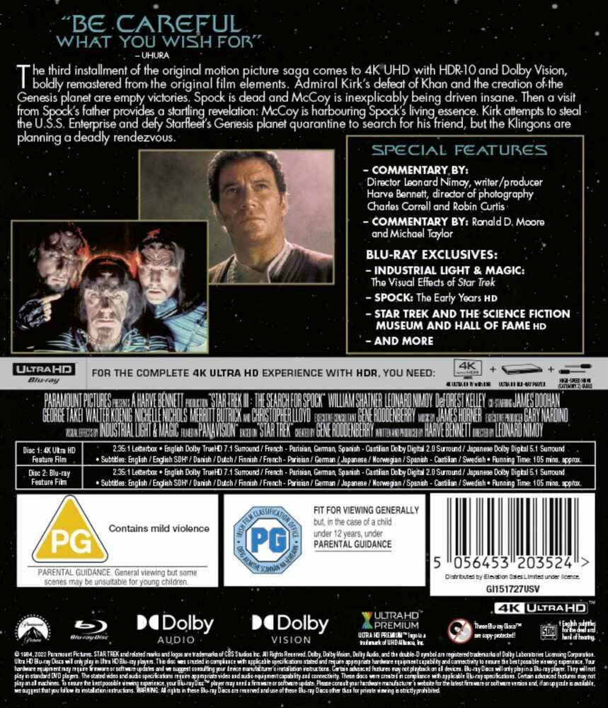 Star Trek III - The Search For Spock 4K Ultra HD + Blu-Ray