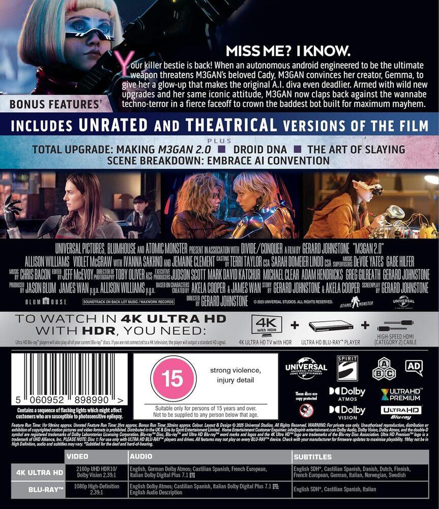 M3gan 2.0 (Aka Megan) 4K Ultra HD + Blu-Ray