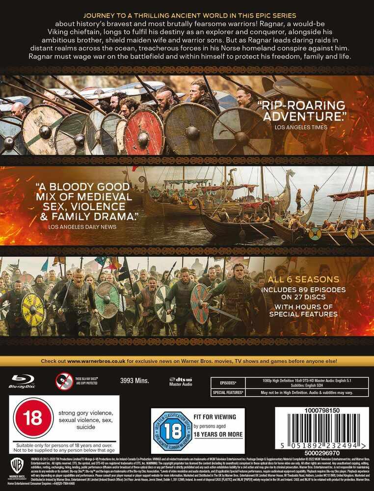 Vikings Seasons 1 to 6 Complete Collection Blu-Ray