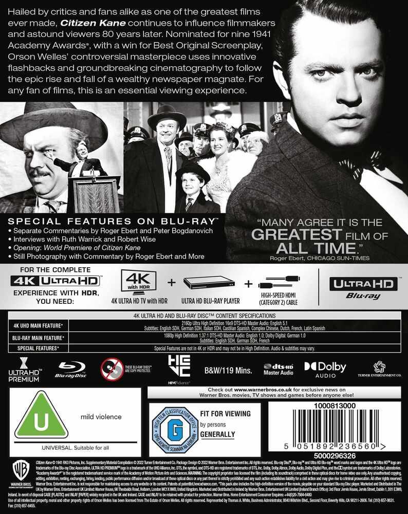 Citizen Kane 4K Ultra HD + Blu-Ray