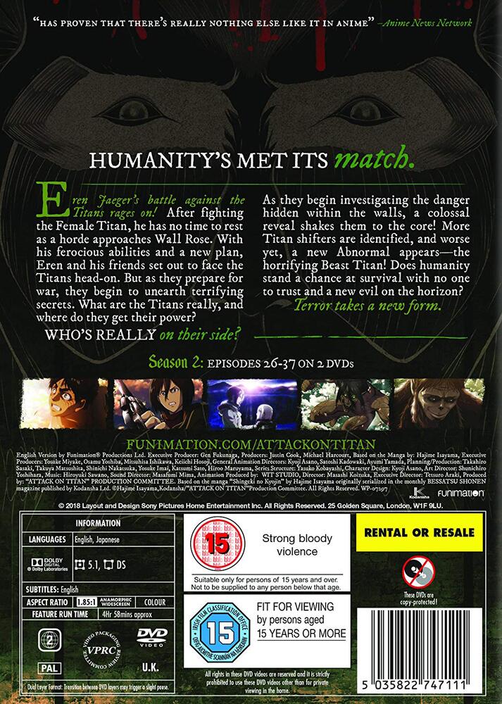 Attack On Titan Season 2 DVD