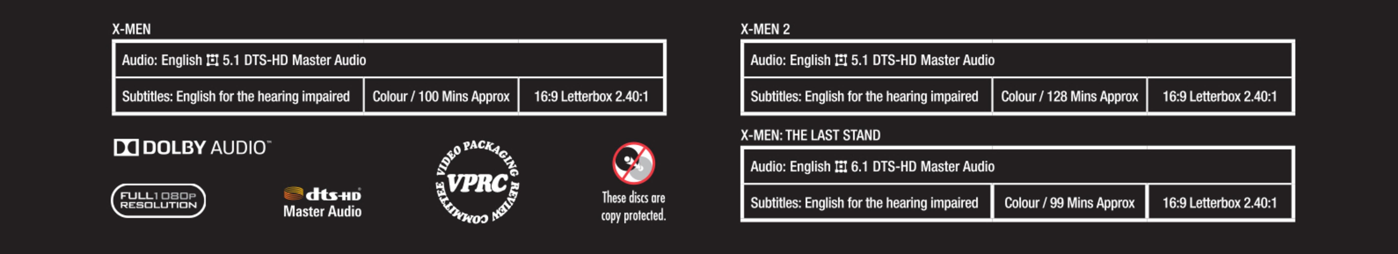 X-Men / X-Men 2 / X-Men 3 - The Last Stand Blu-Ray