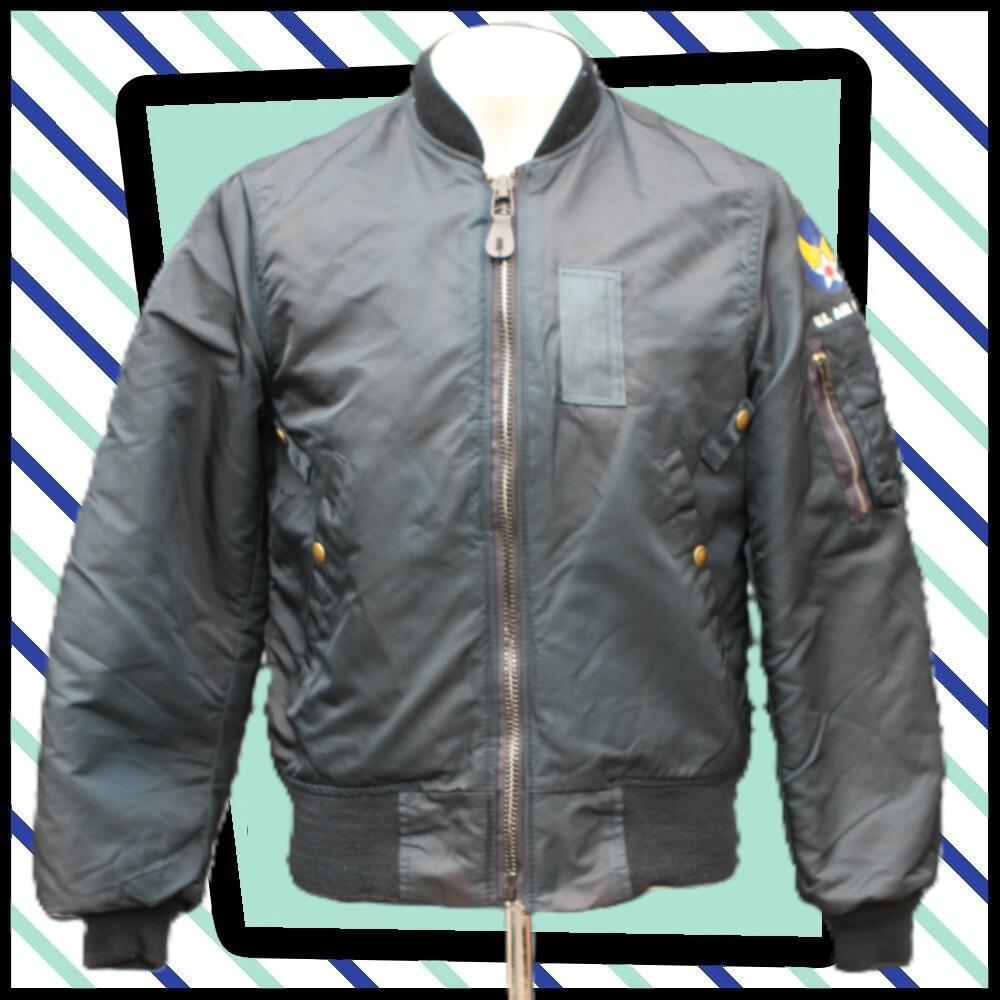 Vintage I Spiewak & Sons Intermediate Flying MA-1 Bomber Reversible JACKET in blue