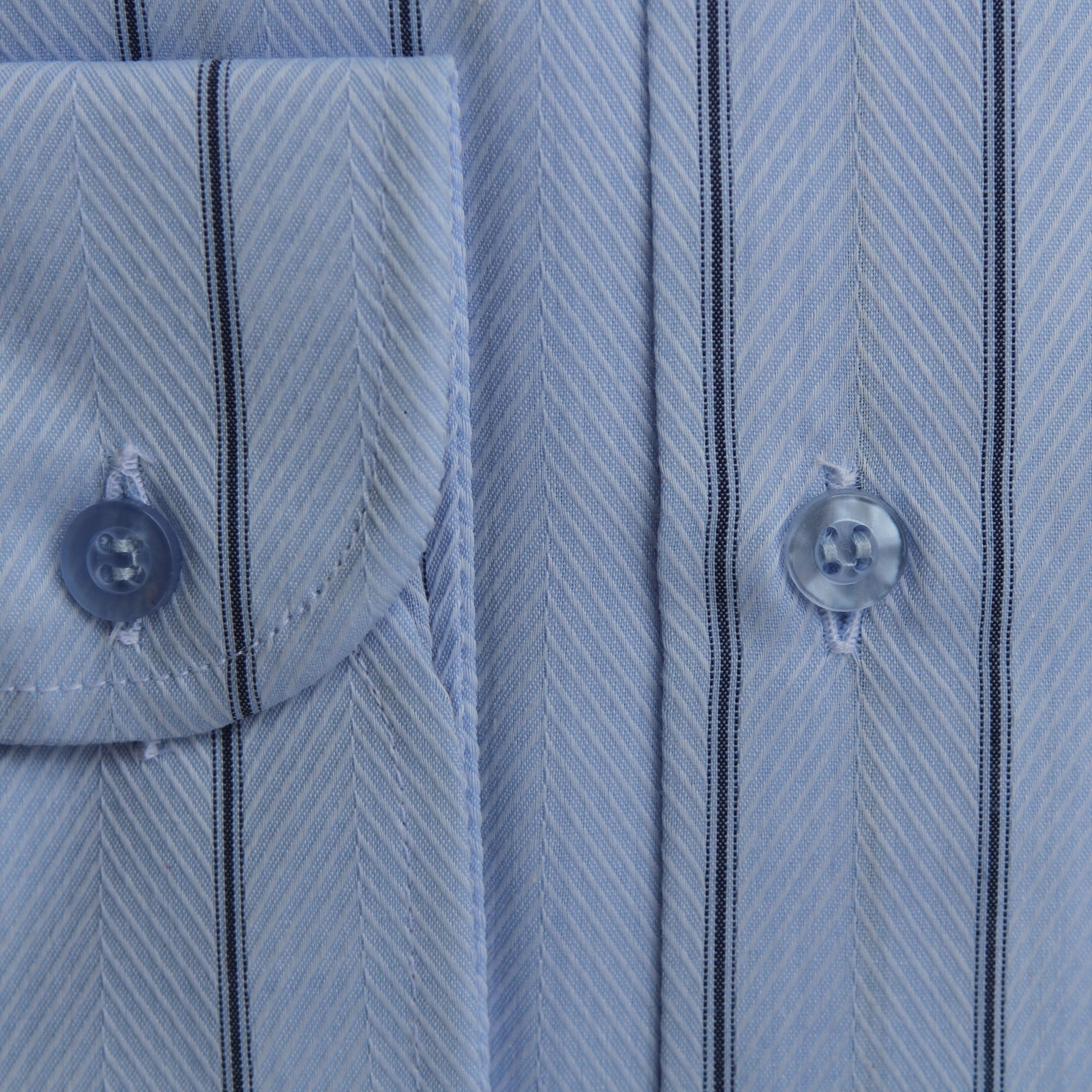 vintage 1980s unworn shirt, in blue with a black vertical stripe