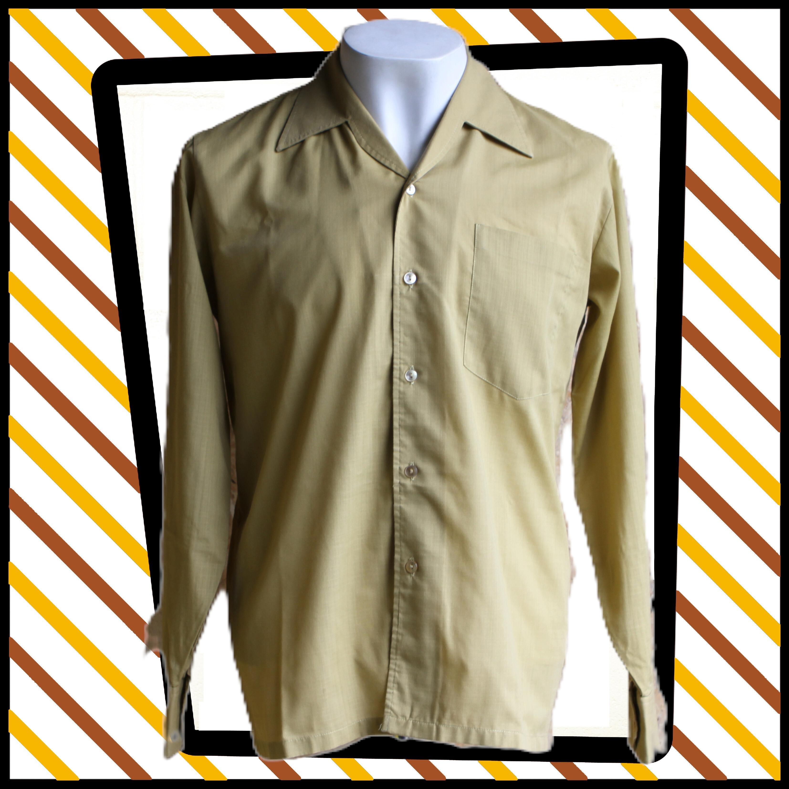 Relaxed open collared 1960s shirt in fawn