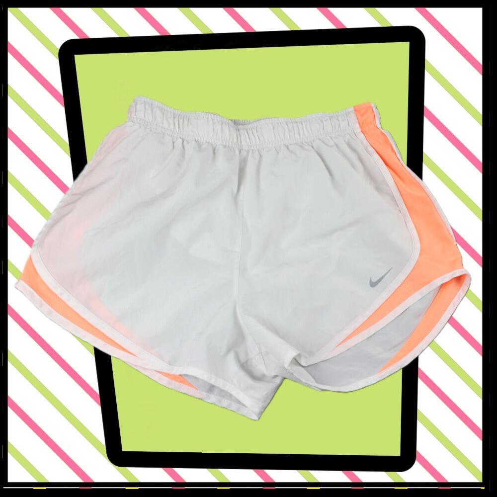 Nike lightweight sports shorts, in white with peach trim