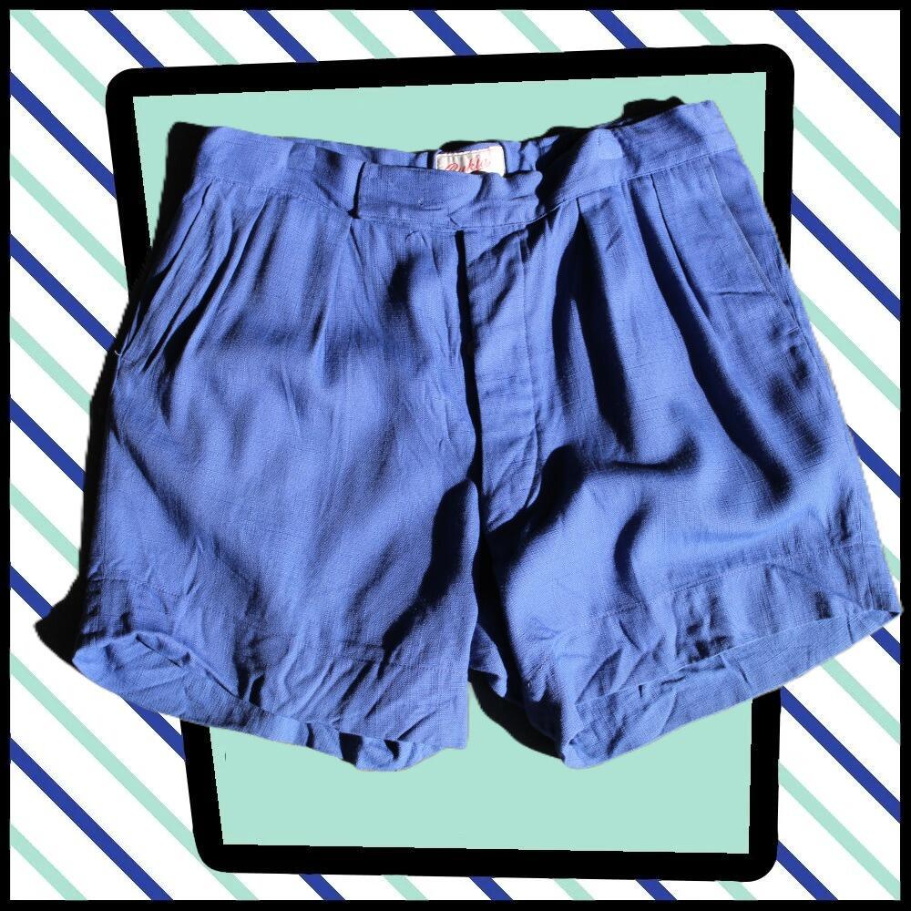 Vintage Bukta shorts, in royal blue with pleated front
