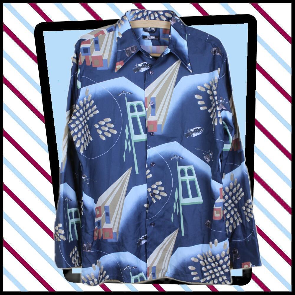 Out of this world! Space themed 1970s disco shirt