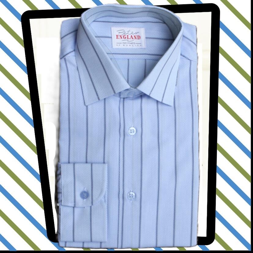 vintage 1980s unworn shirt, in blue with a black vertical stripe