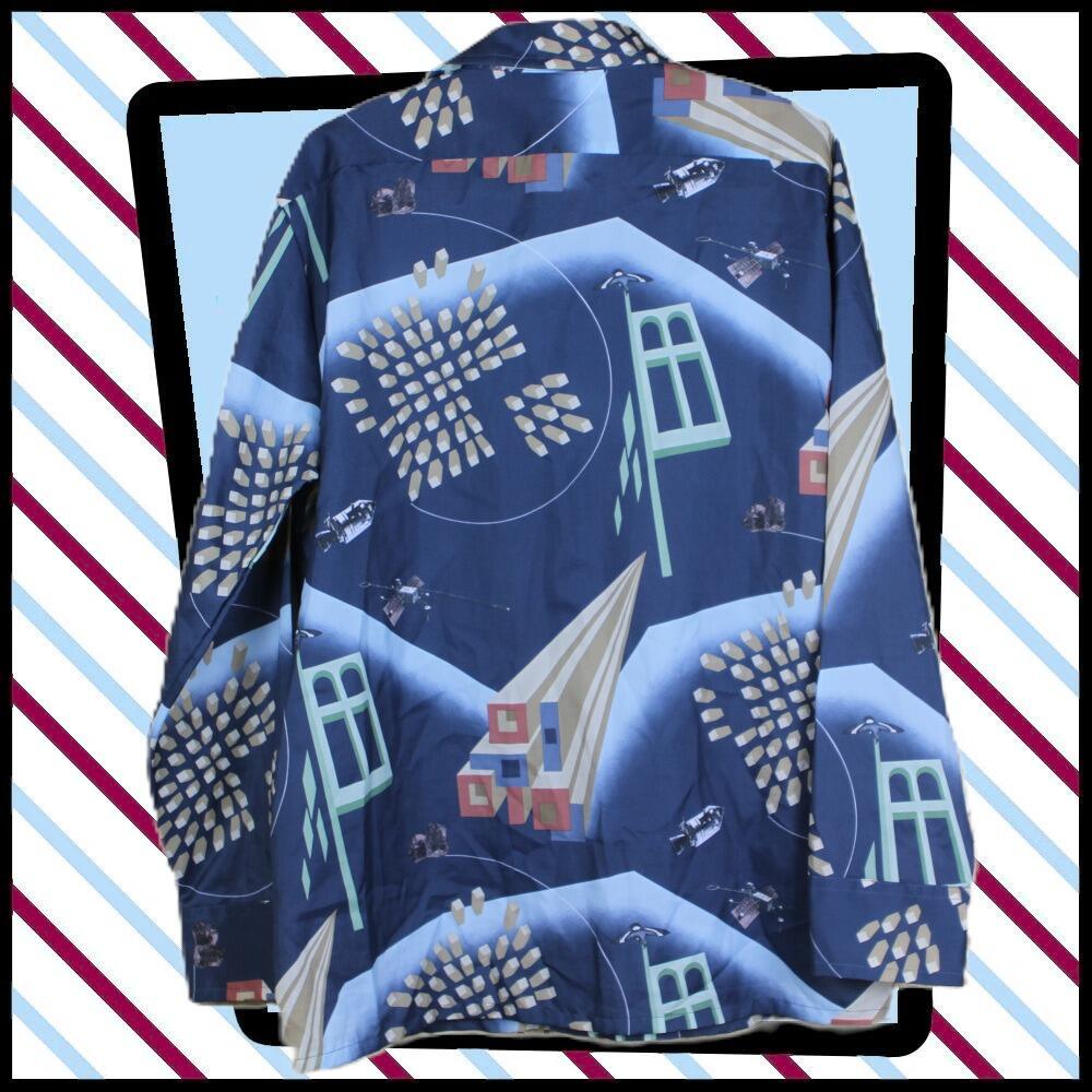 Out of this world! Space themed 1970s disco shirt- rear view