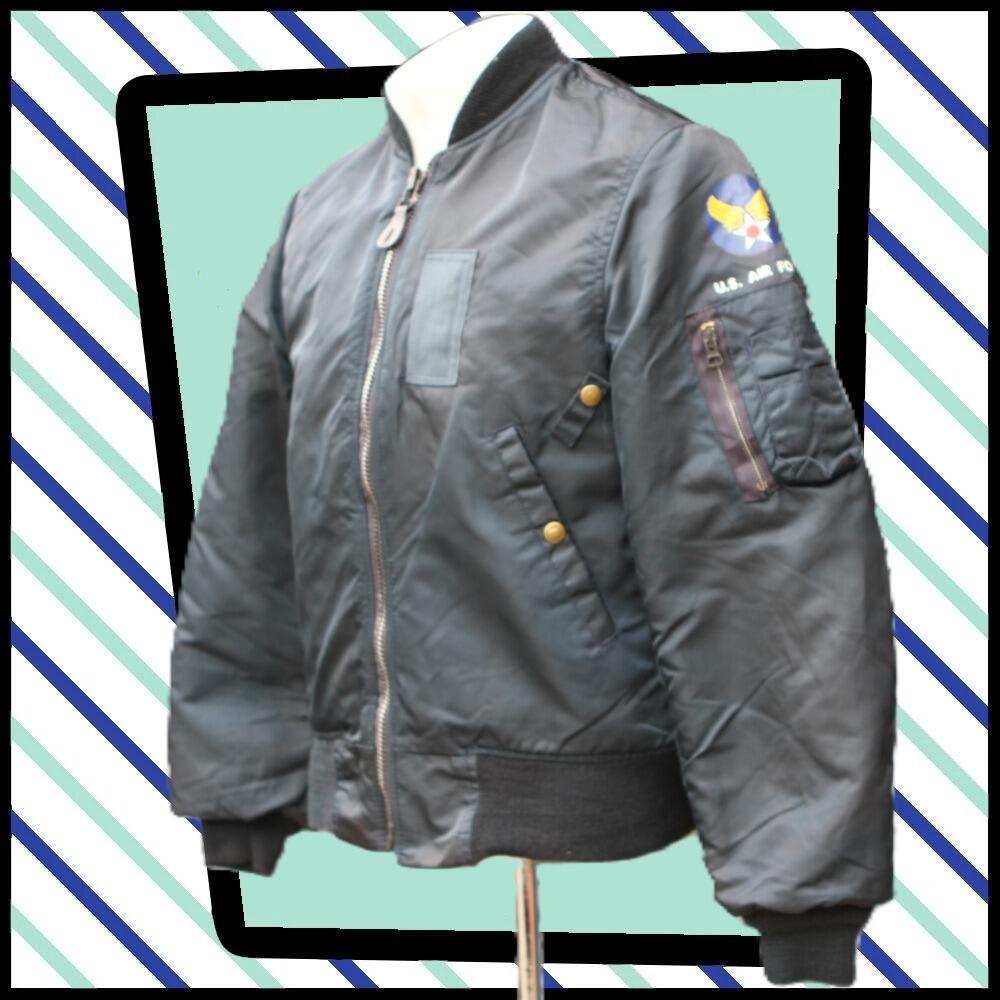 Vintage I Spiewak & Sons Intermediate Flying MA-1 Bomber Reversible JACKET in blue