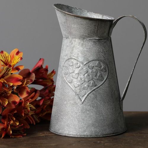 Farmhouse style jug next to fresh alstroemeria Indian Summer cuttings
