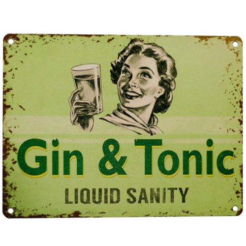 Gin & tonic funny vintage metal wall sign