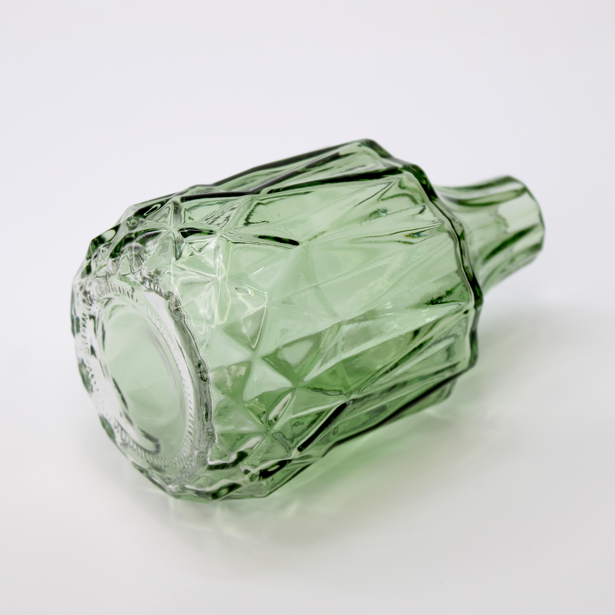 tiny green glass vase for single flower stems