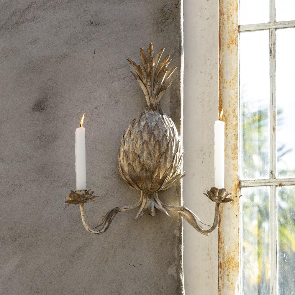 Distressed finish farmhouse pineapple wall sconce accent piece