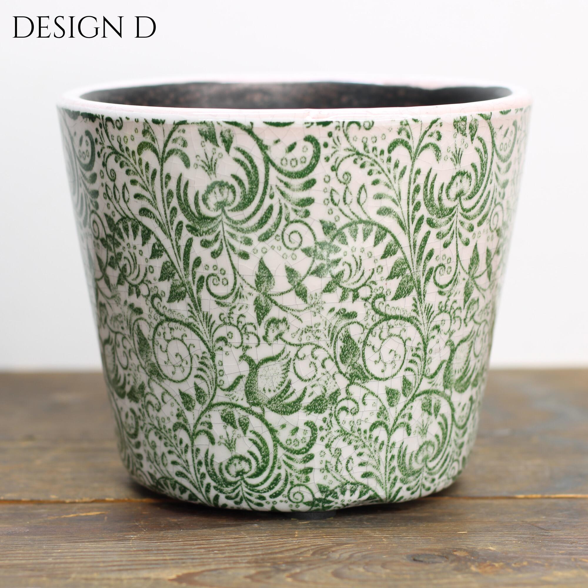 Handcrafted vintage green glazed terracotta plant pot design d