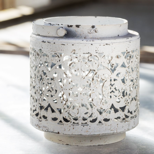 rustic white candle table lantern