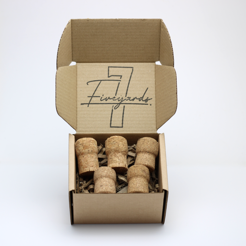box of 5 garden cane toppers made from recycled champagne and prosecco corks