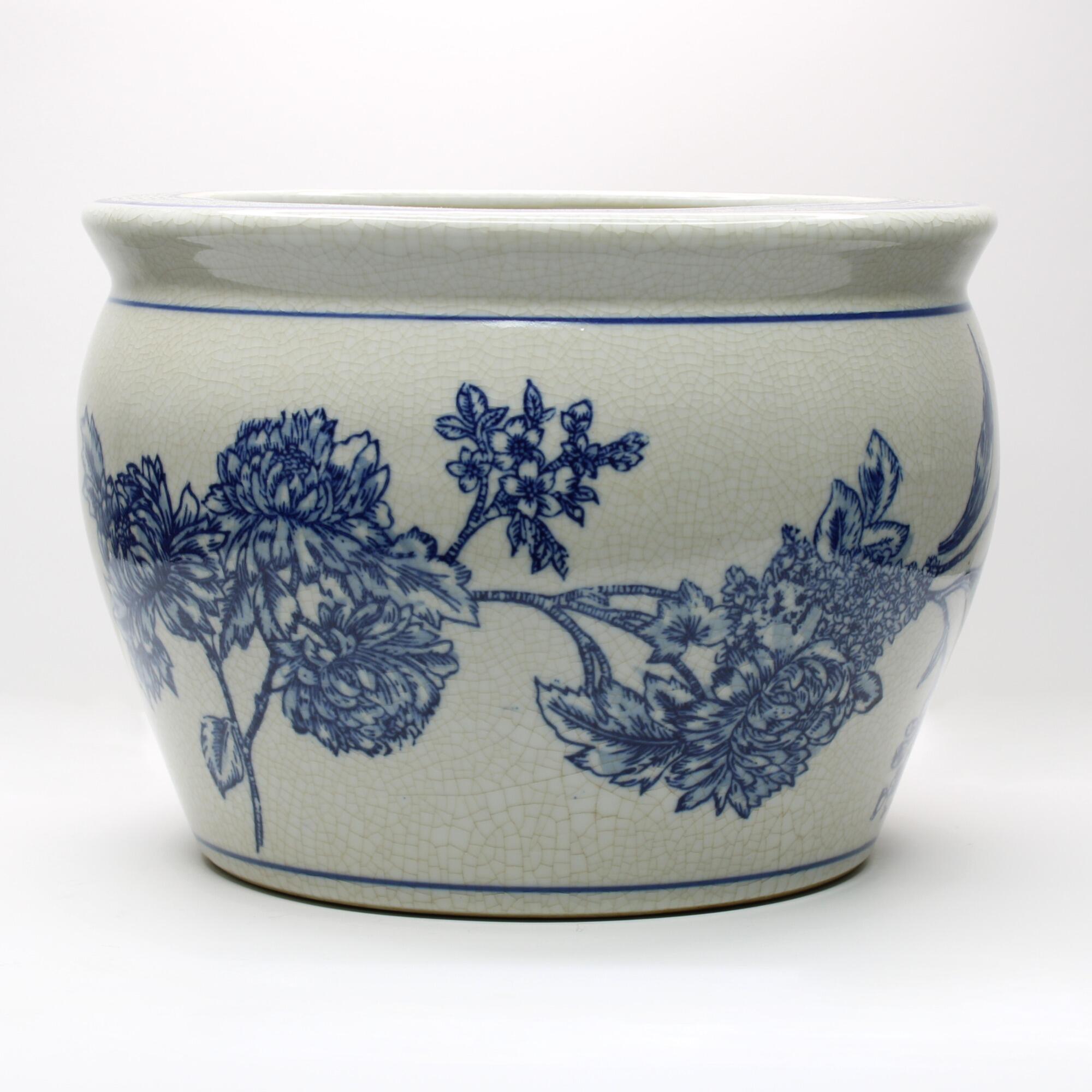 Cambridge blue and white ceramic planter.