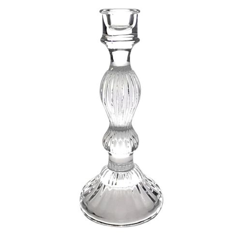 Clear glass candle holder