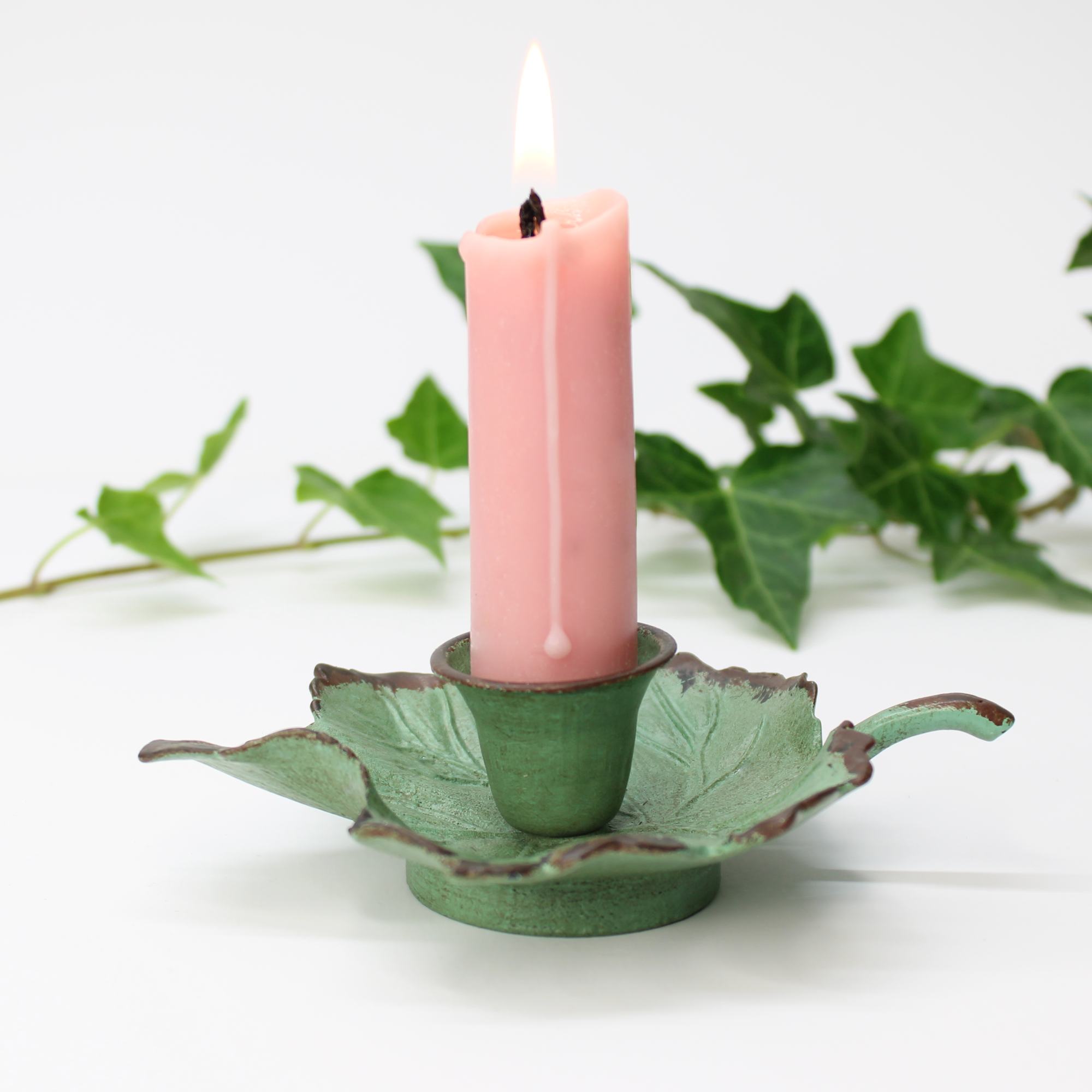 chamberstick with Ivy leaf design