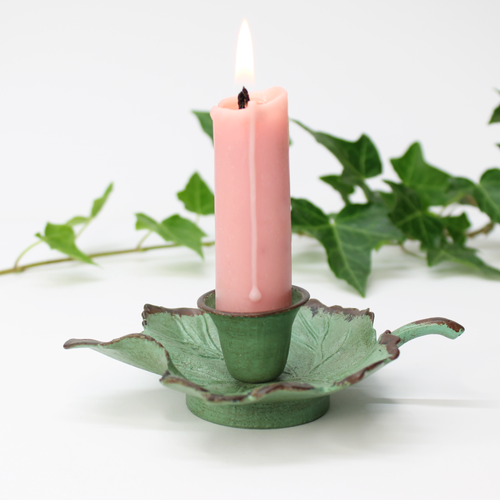 chamberstick with Ivy leaf design