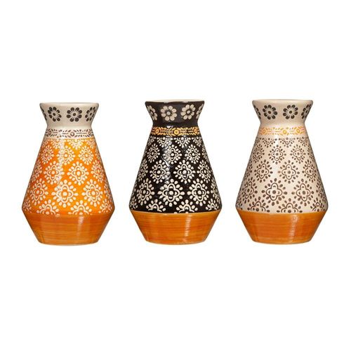 Set of 3 Mini vases with traditional-style geometric pattern
