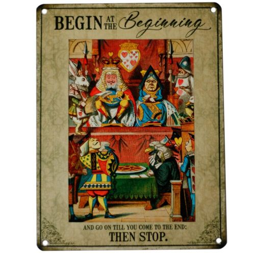 Alice in wonderland begin at the beginning vintage wall art