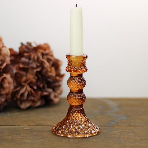 Harlequin candle holder amber brown