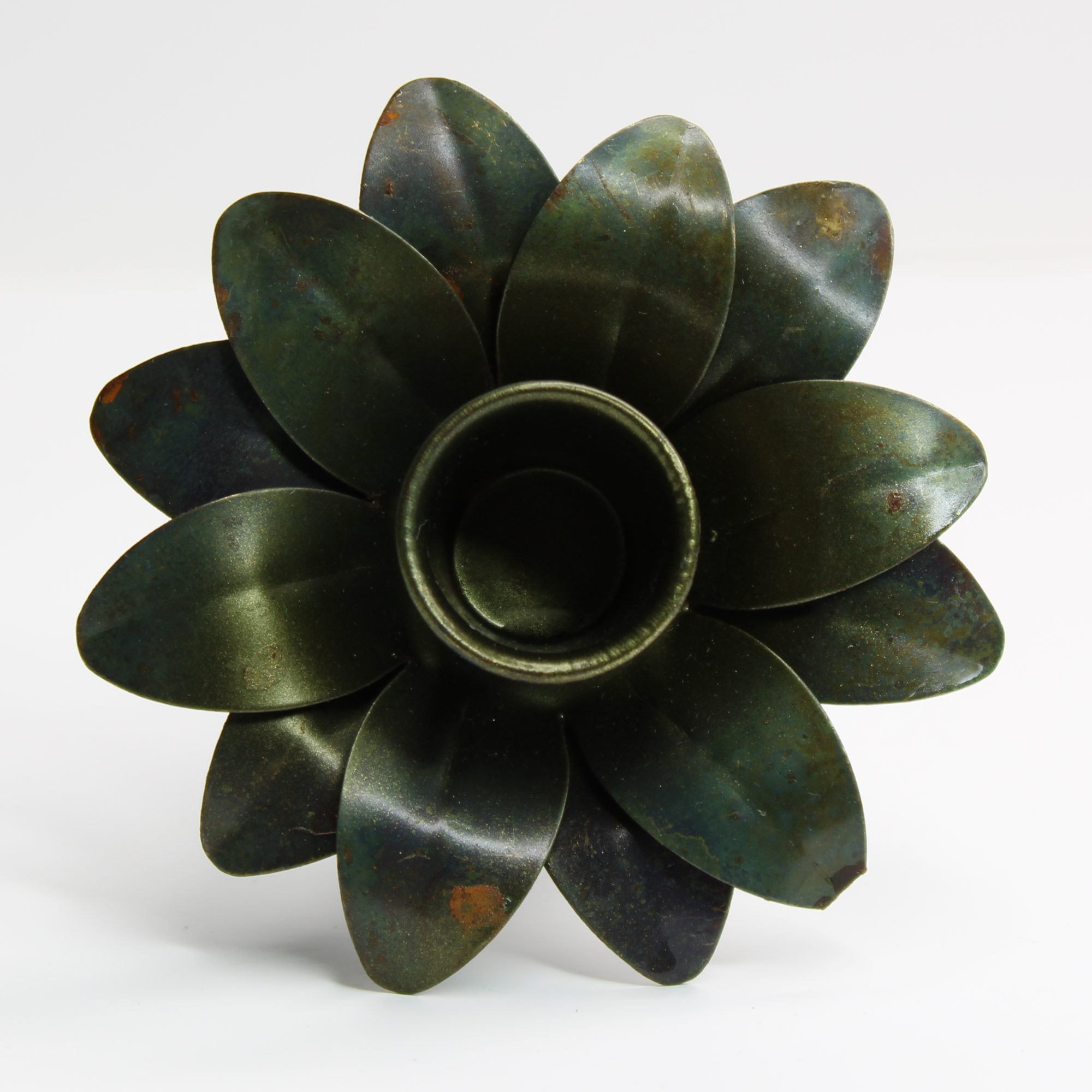 candle bottle topper with rustic flower design front view