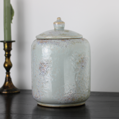 Rustic ceramic jar with lid