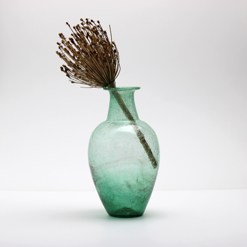 rustic teal green recycled glass bud vase