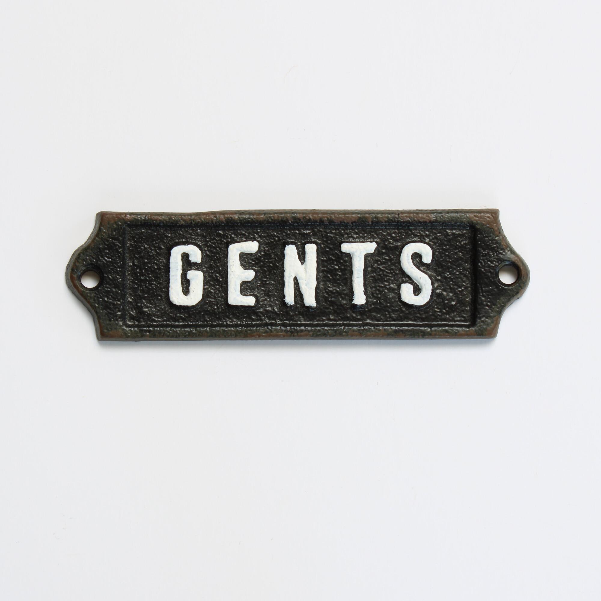 Cast iron gents sign with a distressed paint finish