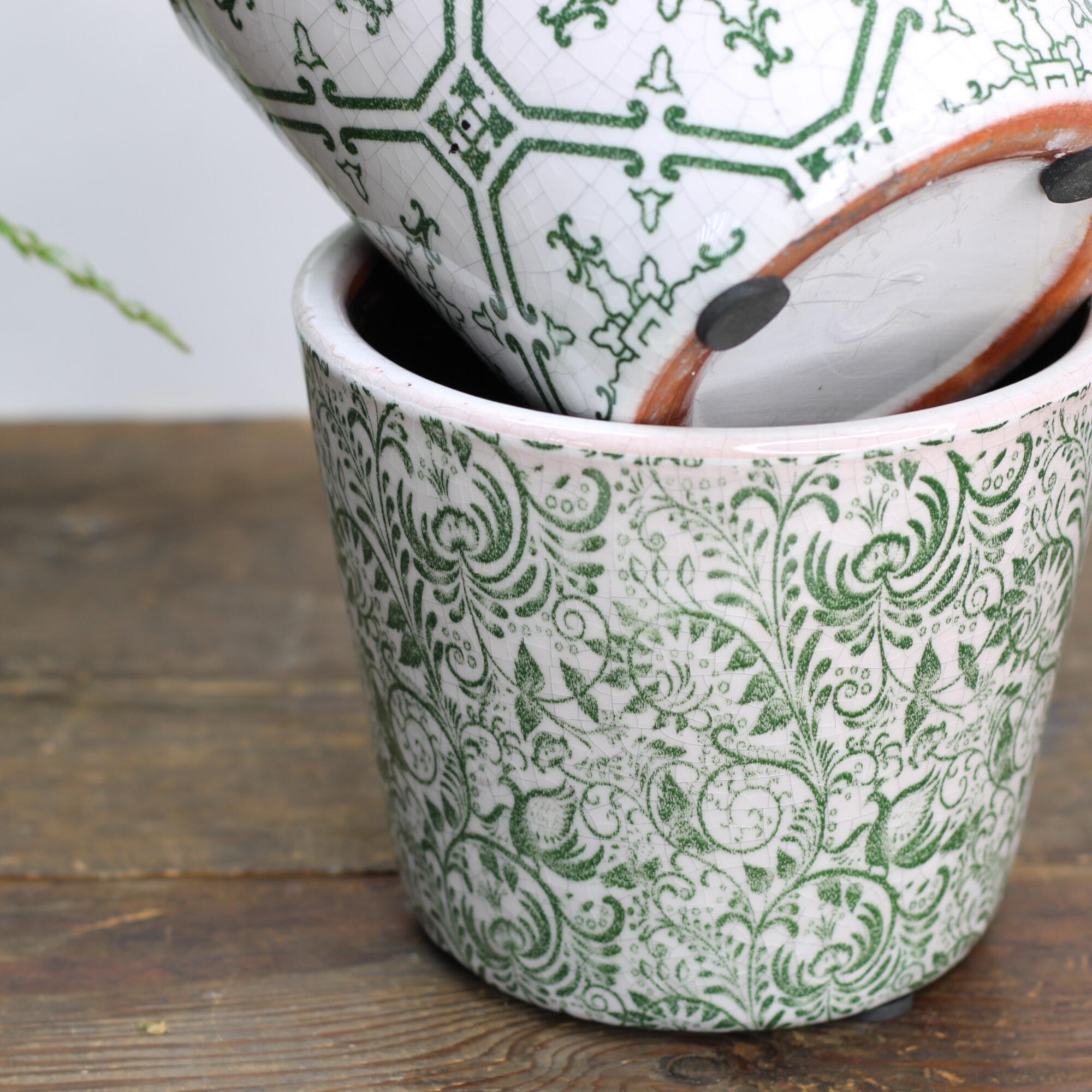 Vintage inspired terracotta pots with a rustic weathered glaze