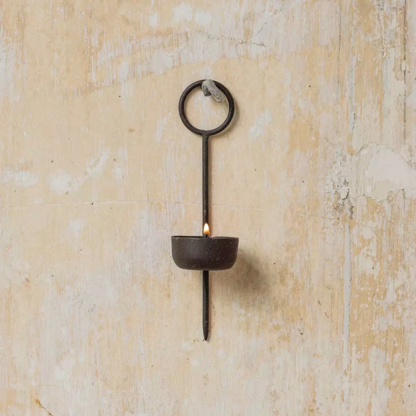 Rustic iron wall sconce tealight candle holder