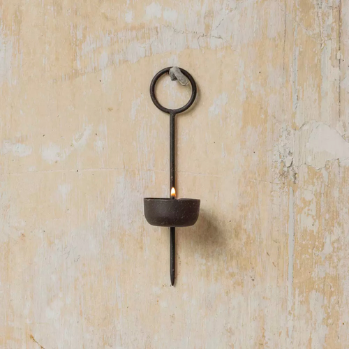 Rustic iron wall sconce tealight candle holder