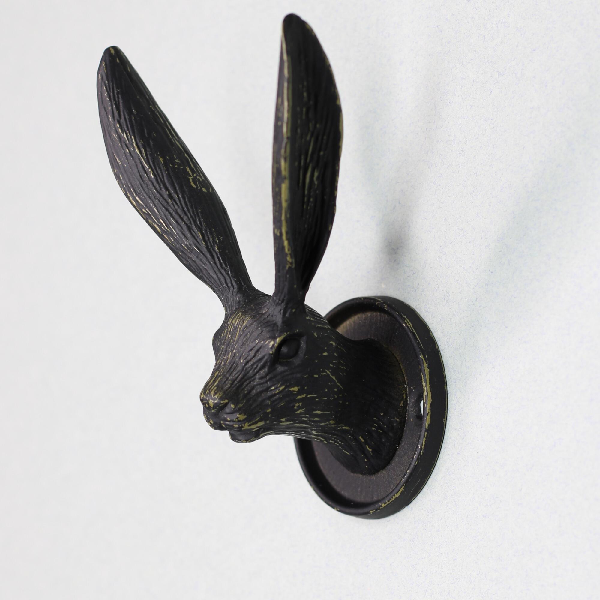 Vintage black and gold hare wall hook.