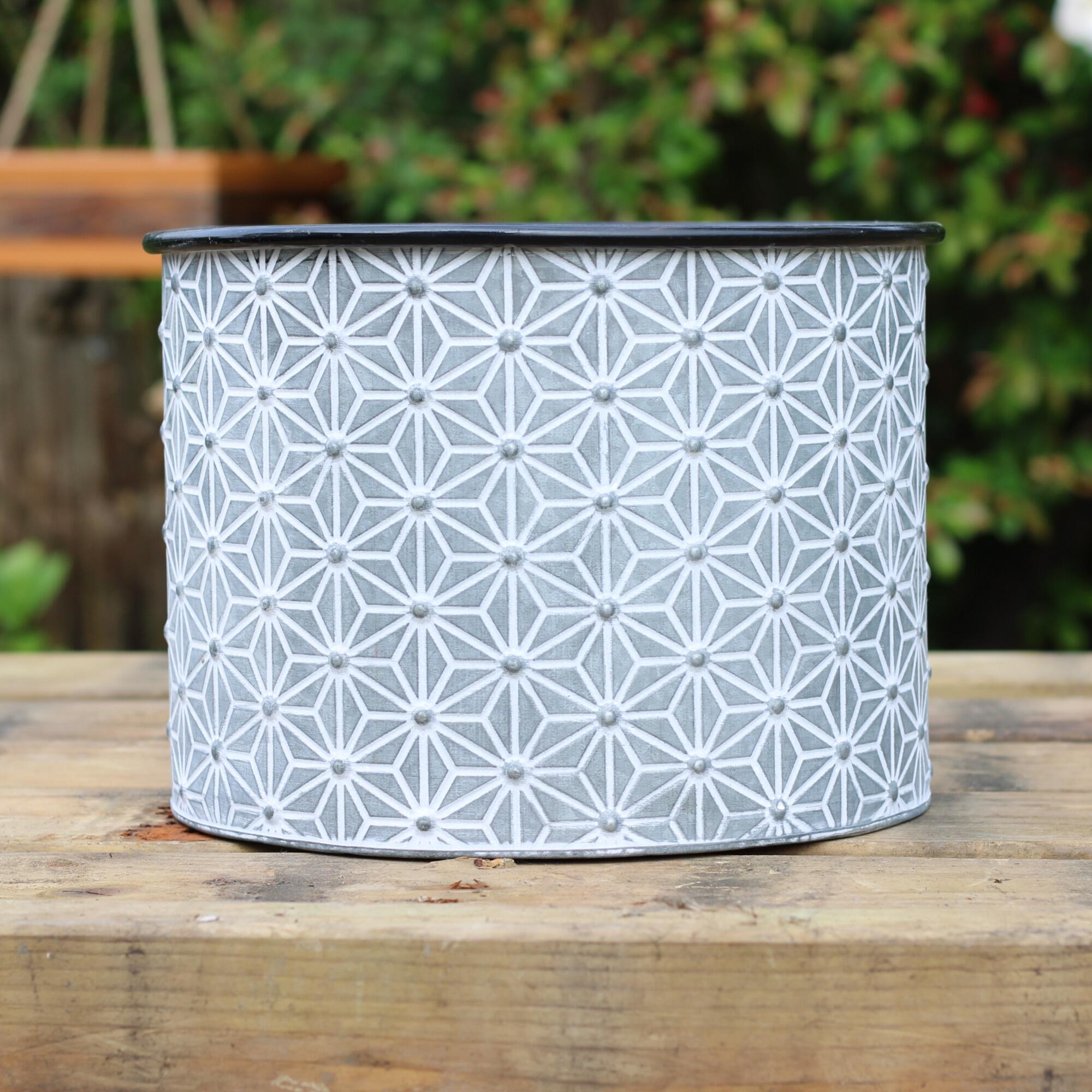 Large metal garden pot