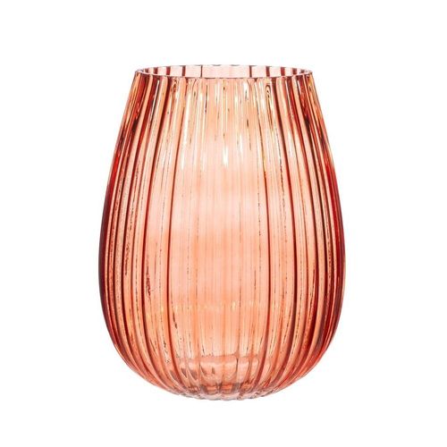 Fluted glass vase amber