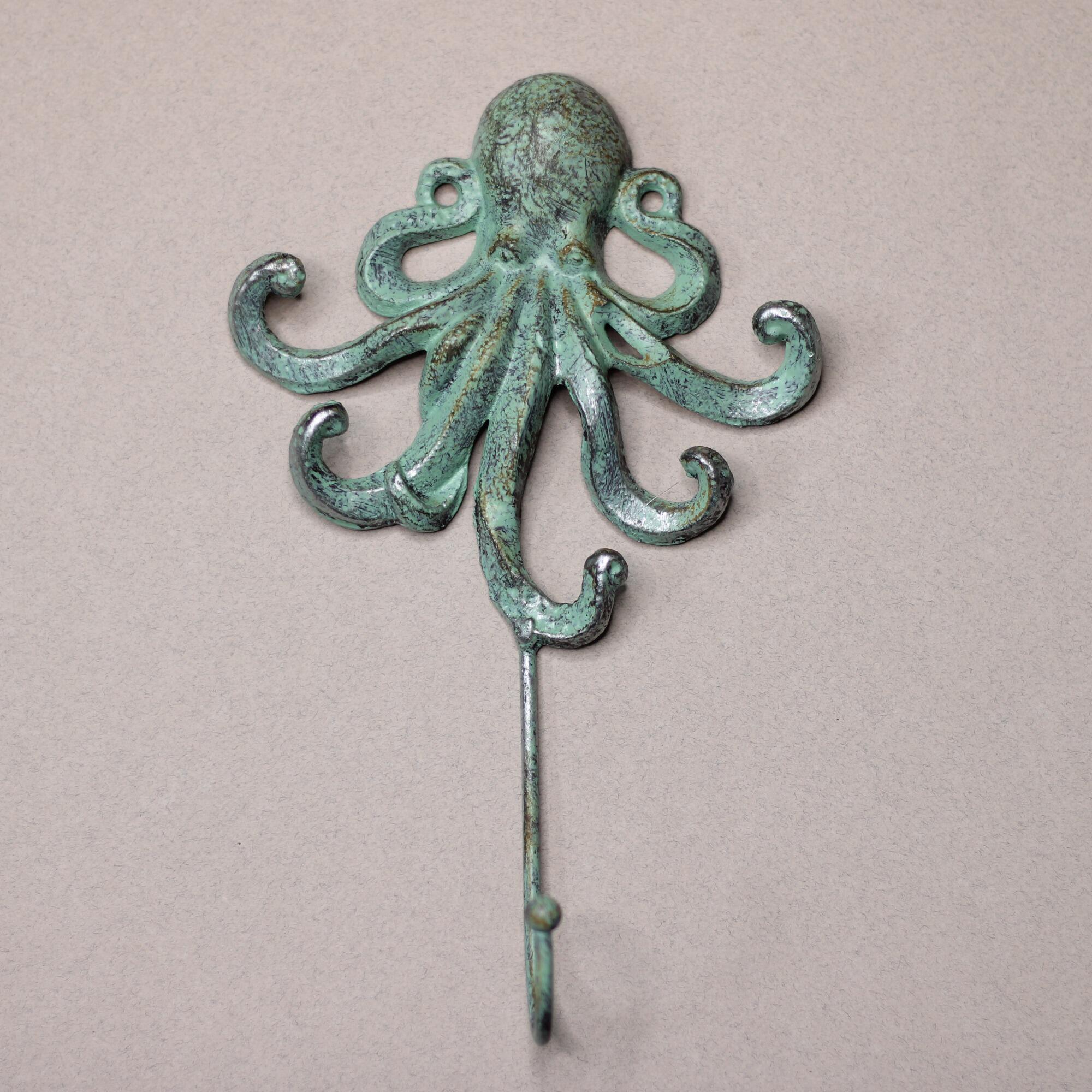 Rustic green octopus coat hook