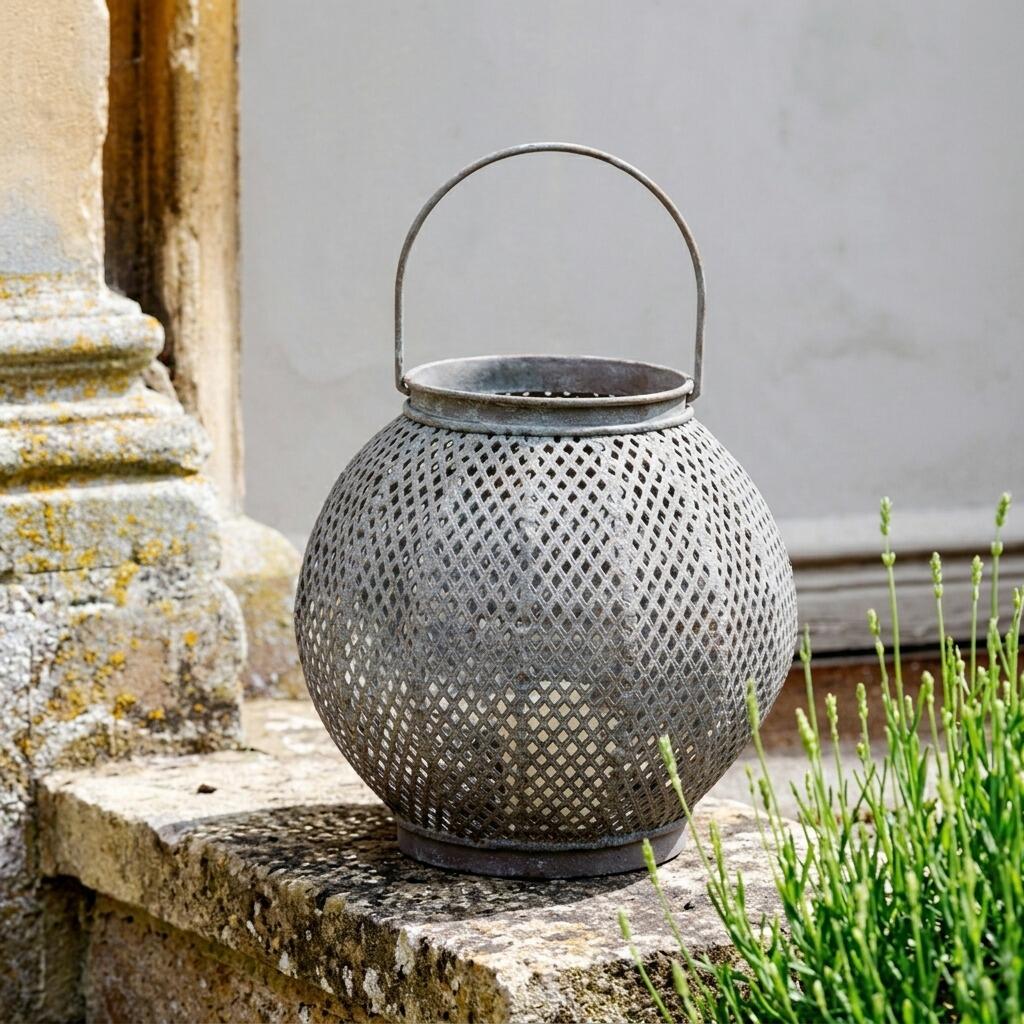 Vintage style lantern rustic garden decor.