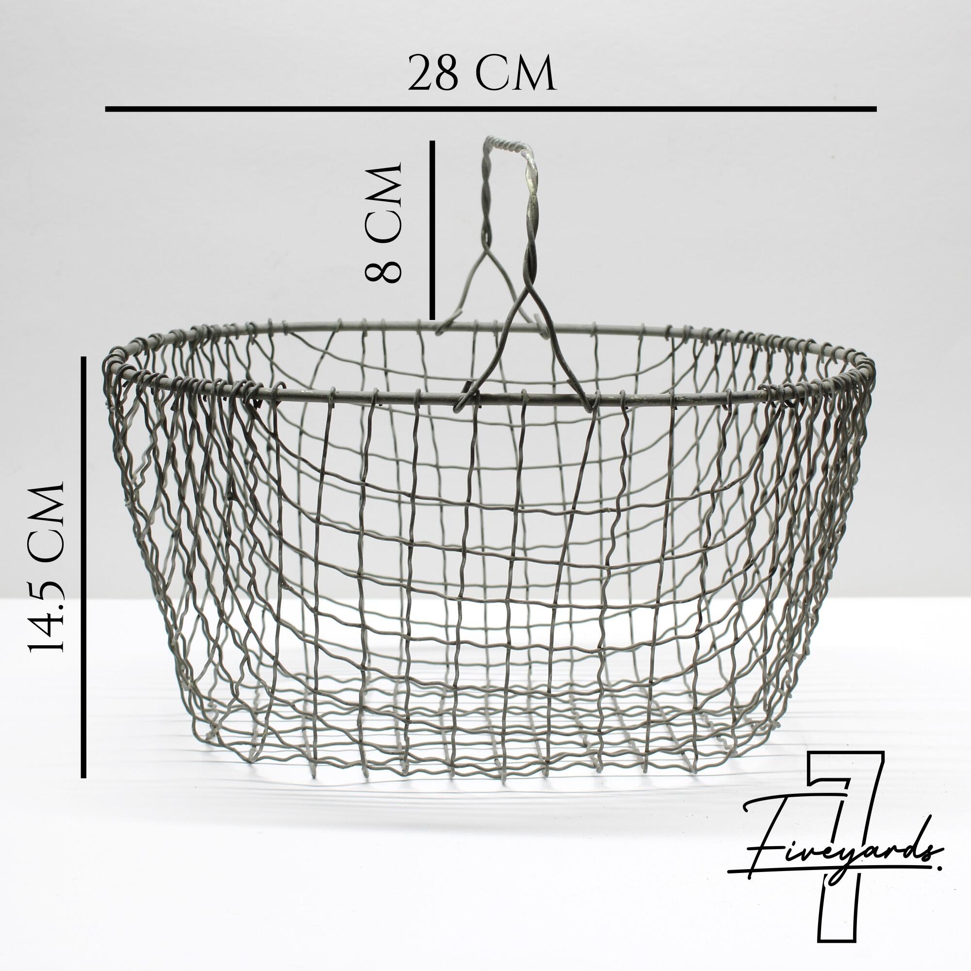 wire basket with handle size guide