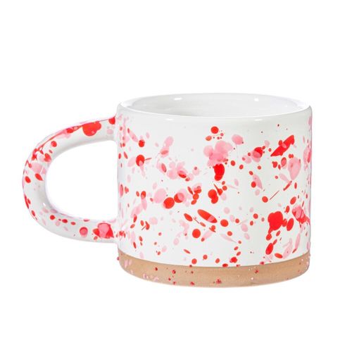 Pink and Red splatter mug front